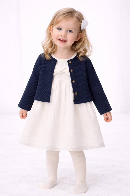 Mädchen Kleid mit passender Weste – 2-teiliges Outfit in zwei Farben