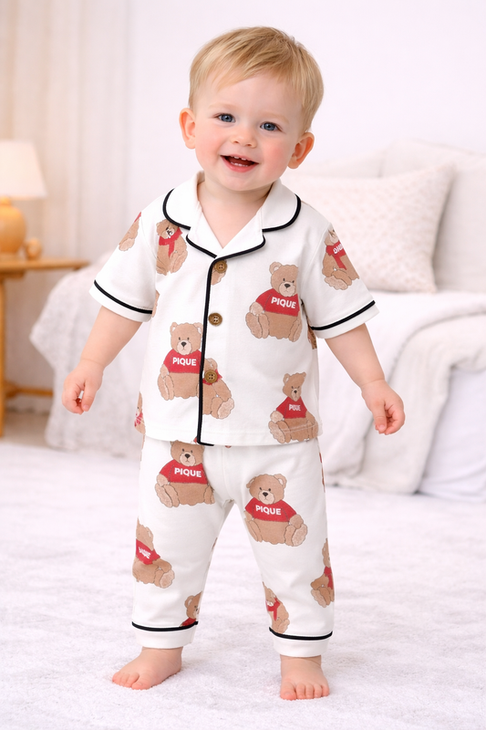 Unisex Baby Pyjama Set mit Bären Print aus 100% Baumwolle