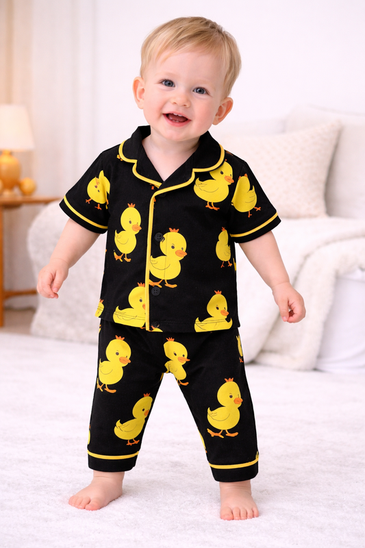 Unisex Baby Pyjama Set mit Küken-Print aus 100% Baumwolle