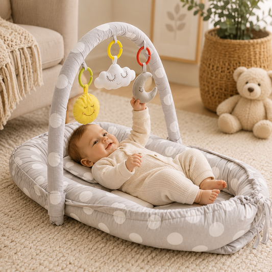 Babynest mit Spielbogen – Geborgen & sicher von Anfang an