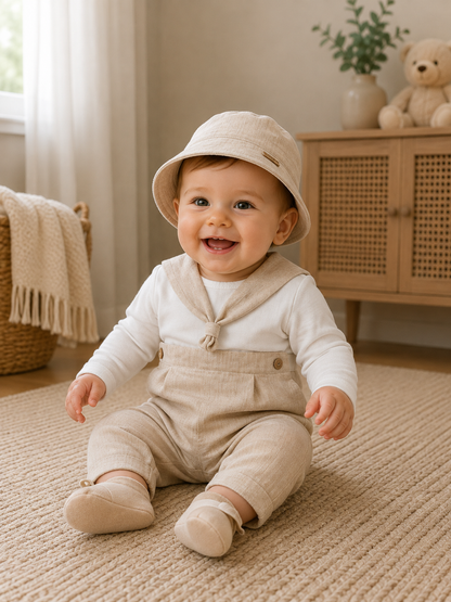 Baby Jungen Set mit Matrosen-Look 👶⚓️ | 3-teilig | Mit Hut & Strampler