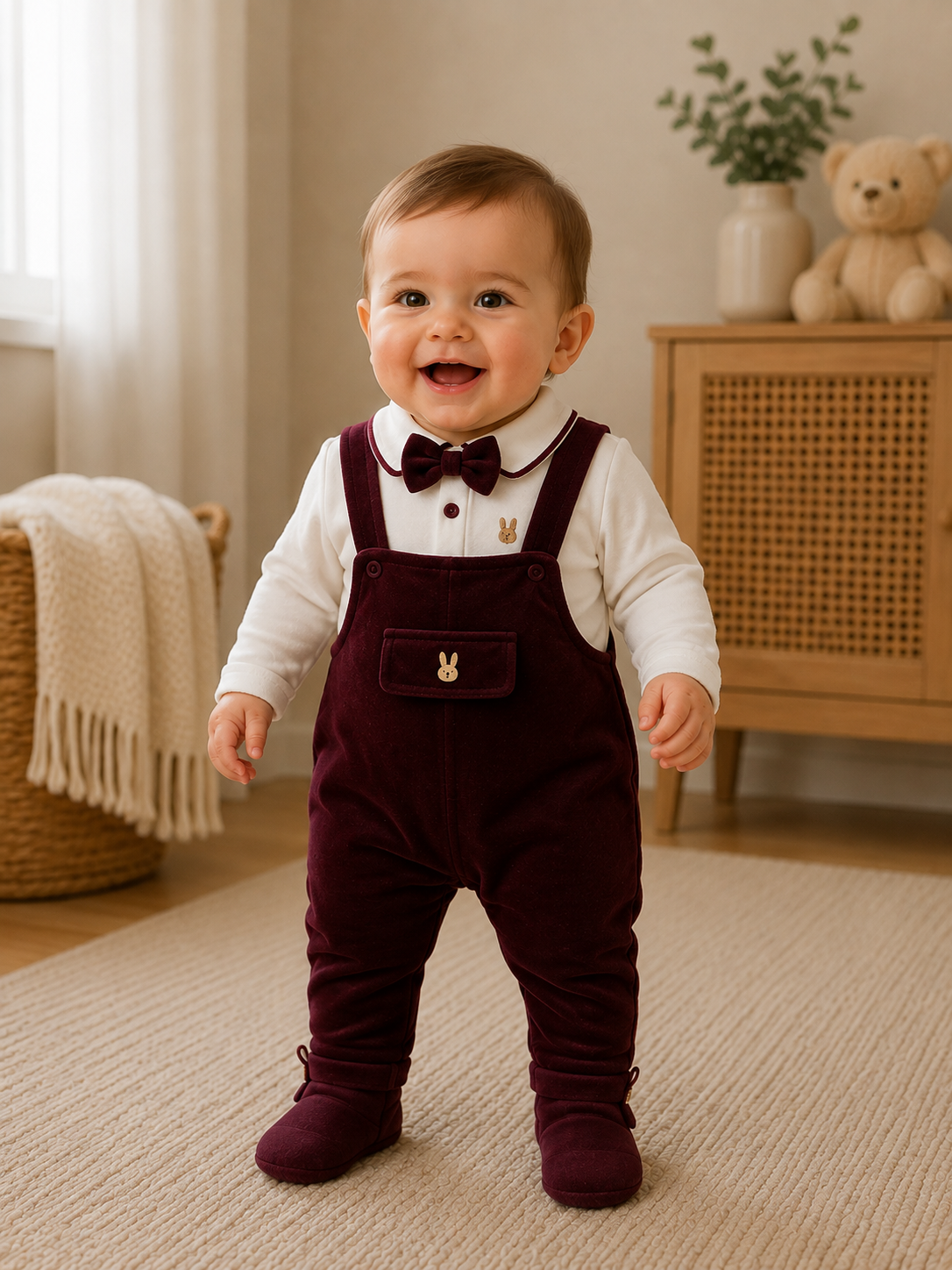 Baby Jungen Set mit Latzhose & Hemd | Elegantes Geschenkset 🎁 | 5-teilig