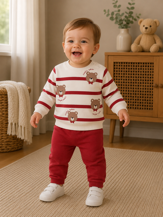 Zweiteiliges Outfit für Babyjungen in Bordeaux – süß & bequem 🐻