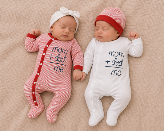 Unisex Baby Strampler Set – 2 Strampler mit passenden Mützen