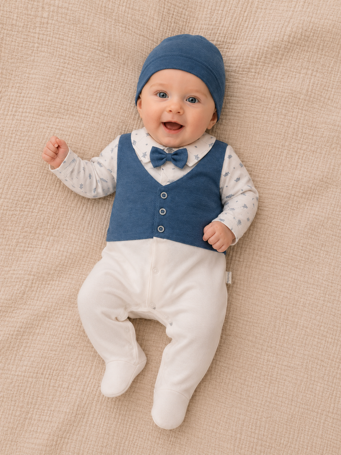 Baby Jungen Strampler mit Mütze | Elegantes 2-teiliges Set