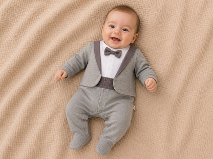 Eleganter Babyjungen-Overall im Anzug-Look | 2 Farben erhältlich