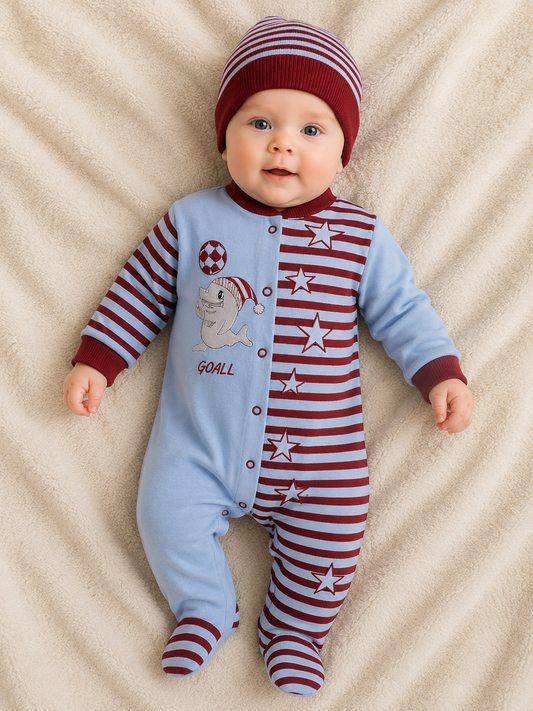 Baby Strampler – Trabzon Design Blau/Rot
