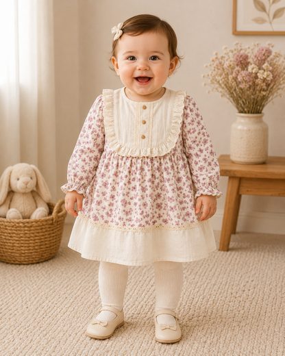 Baby Kleid langarm mit zarten Spitzen-Details