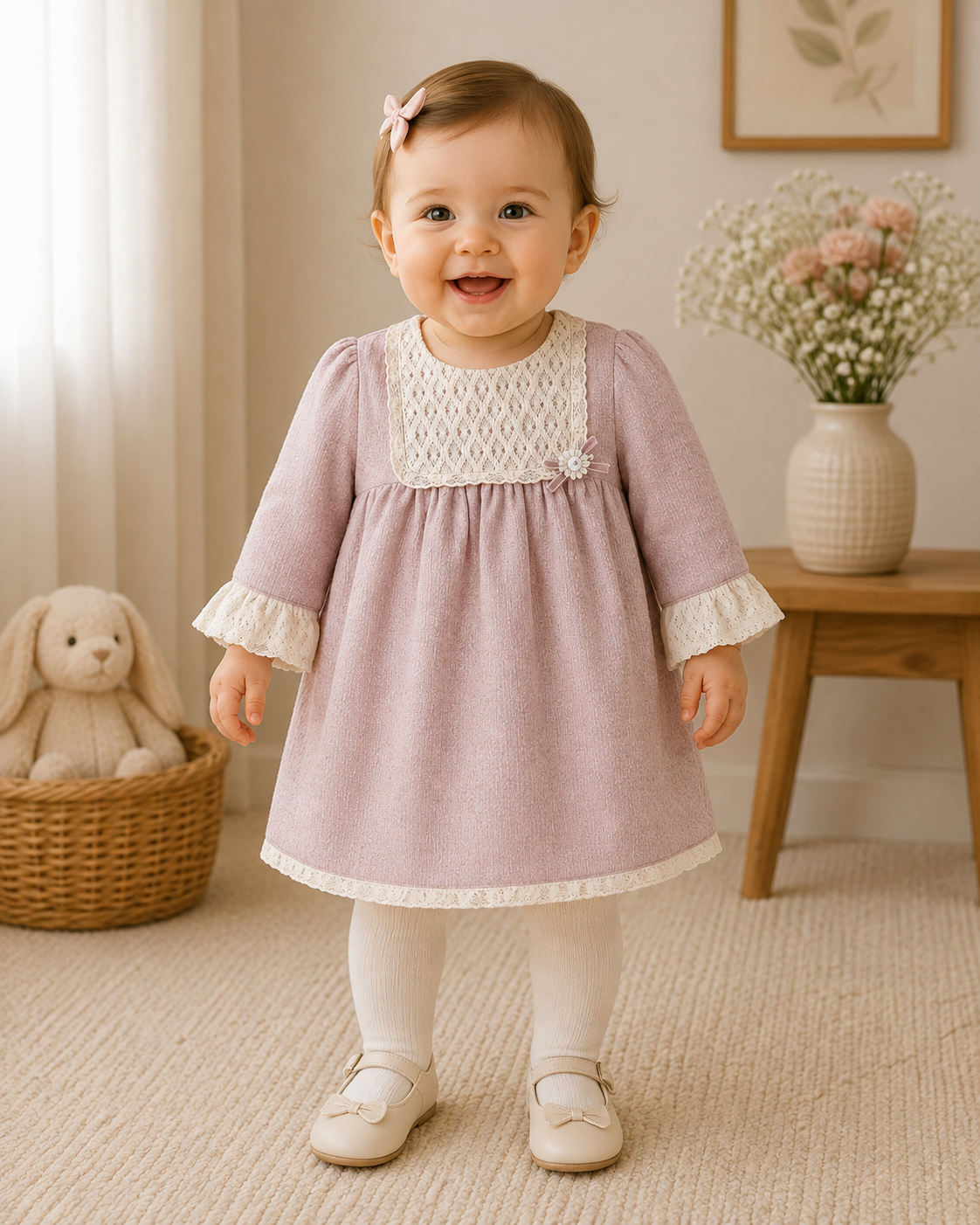Festliches Kleid für Mädchen – Baby & Kleinkind, Rosa mit Spitze