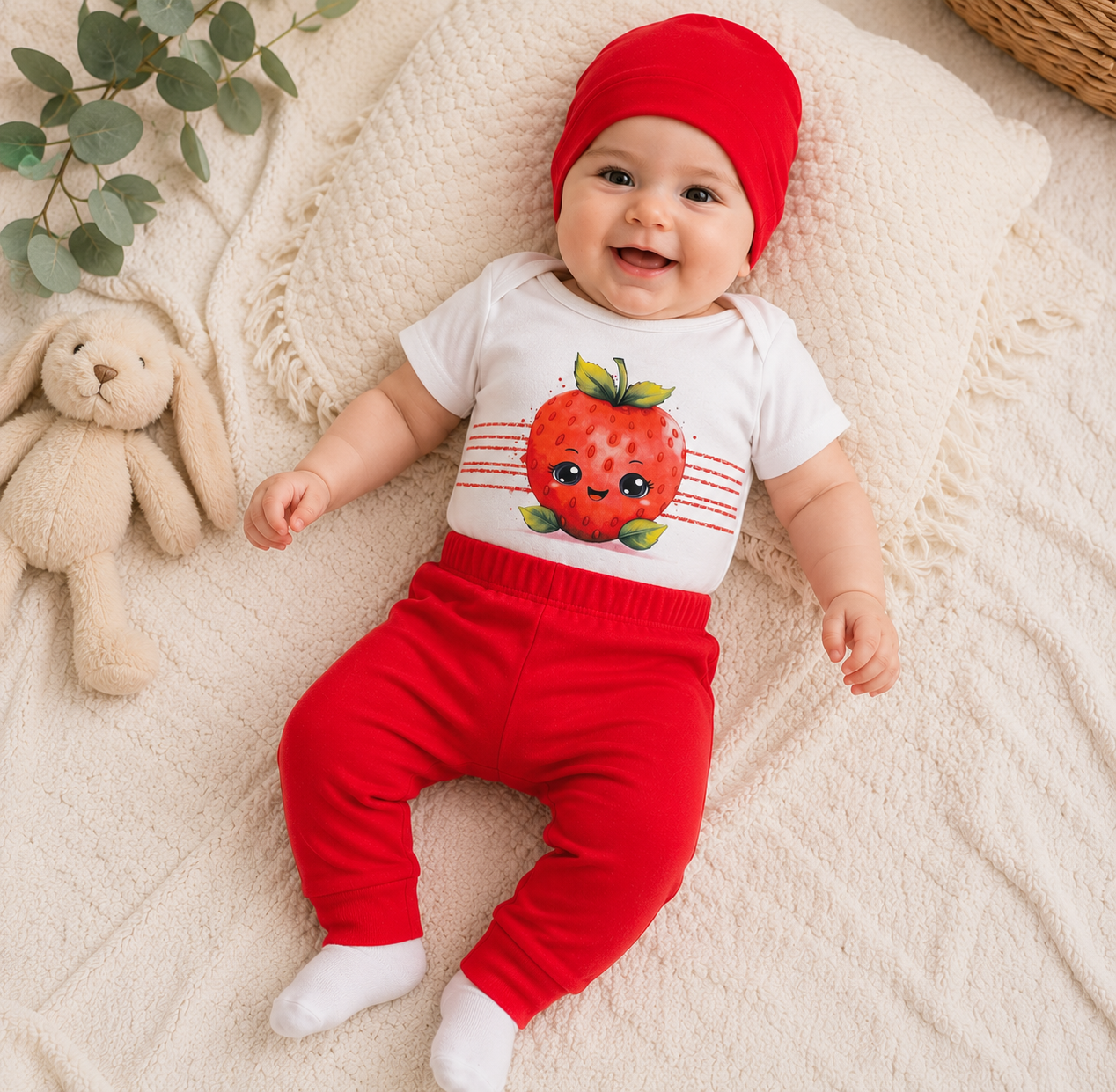 Babyset Baumwolle Erdbeere