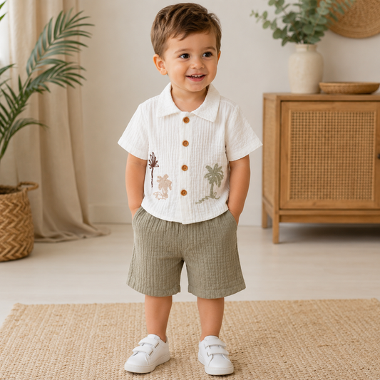 Babyset Musselin Palmen