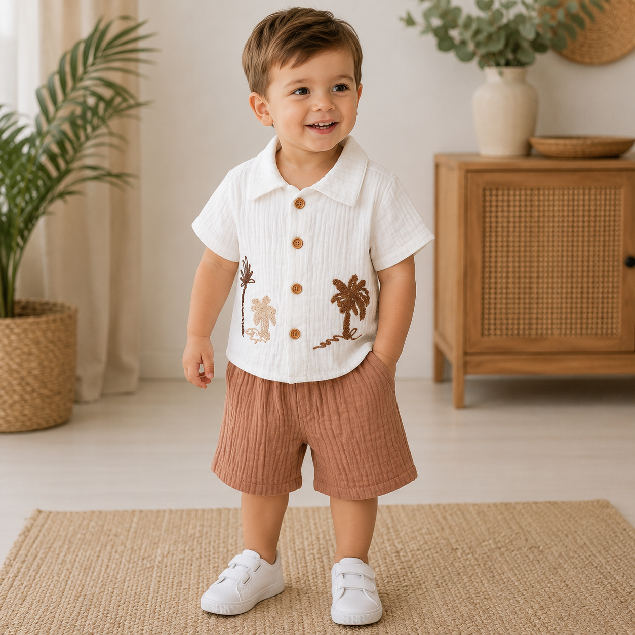 Babyset Musselin Palmen