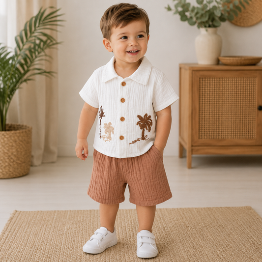 Babyset Musselin Palmen
