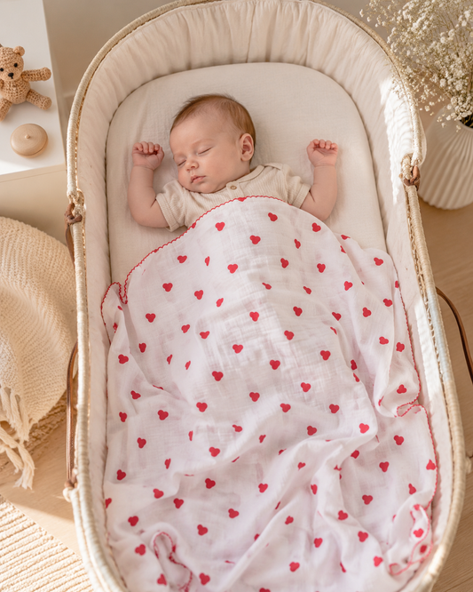 Babydecke Musselin Herzen