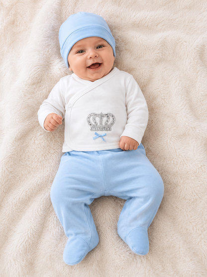 Baby Outfitset Krone Hellblau