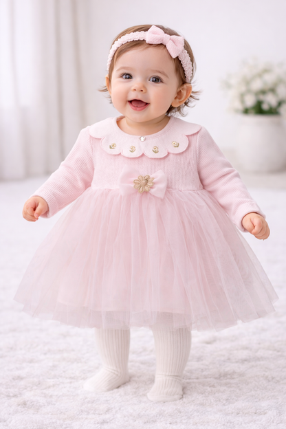 Süßes Kleid für Babymädchen – mit Tüllrock & Schleife 🎀🌸