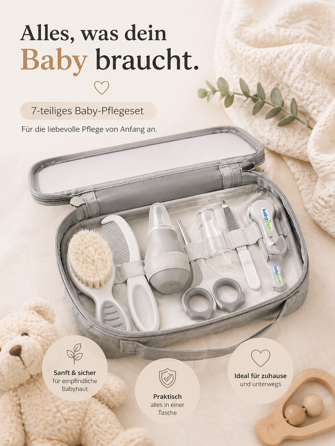 7-teiliges Baby-Pflegeset – Alles Wichtige für dein Baby