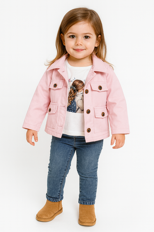 Mädchen Outfit 3-teilig – Jacke, Jeans & Shirt in Rosa/Blau