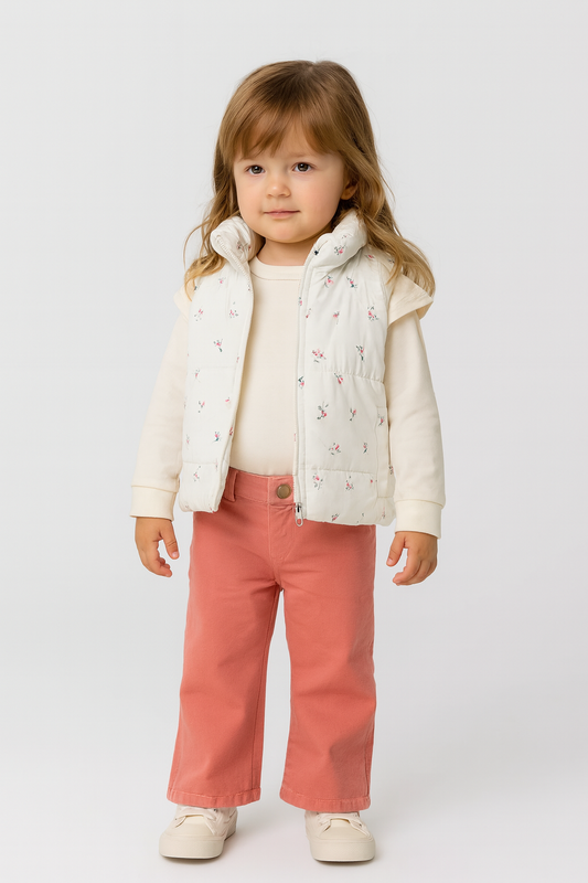 Mädchen 3-teiliges Outfit – Weste, Langarmshirt & Hose in Rosa