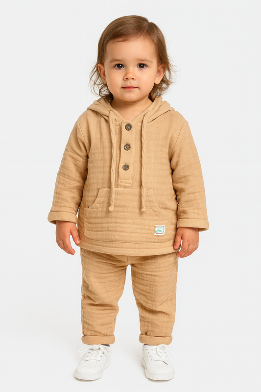 2-teiliges Kinder Outfit – Kapuzenpullover & Hose aus Musselin