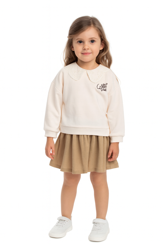 Mädchen Kleid – Zweiteiler mit Kragen & Faltenrock