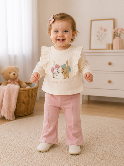Babyset Baumwolle Katzenmotiv