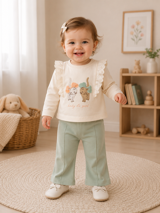 Babyset Baumwolle Katzenmotiv