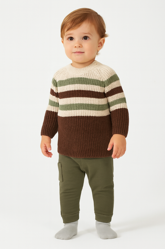 Baby 2-teiliges Set – Strickpullover & Hose aus 100% Baumwolle