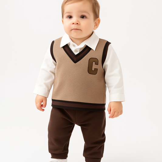 Baby 2-teiliges Set – Langarmshirt mit angenähtem Plunder & Hose