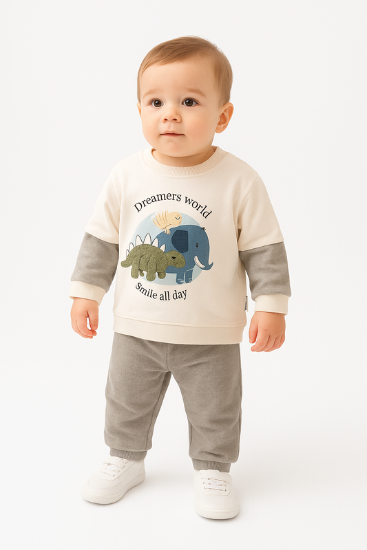 Baby 2-teiliges Set – Sweatshirt mit Dino & Hose (Dreamers World)