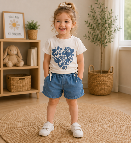 Mädchen Set Herz Jeans