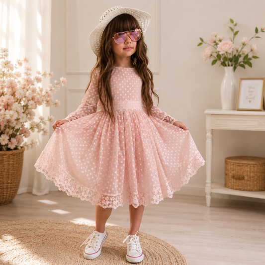 Mädchen Kleid Punkte