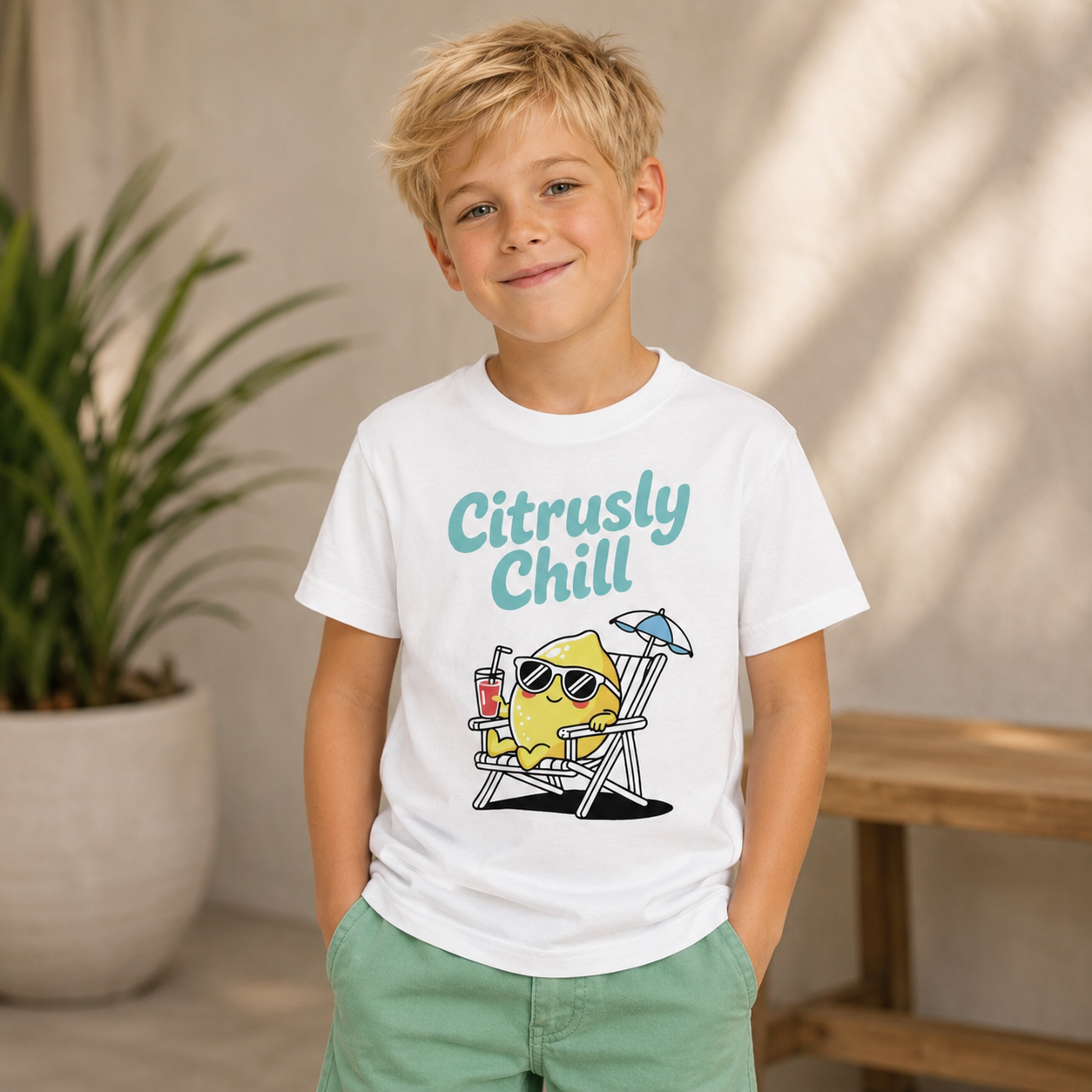 T-Shirt Jungen Zitronenprint