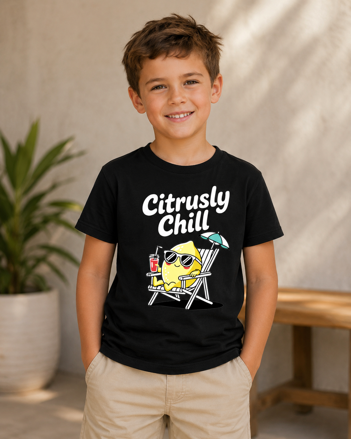 T-Shirt Jungen Zitronenprint