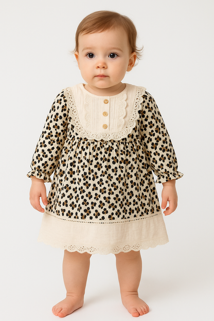 Baby Kleid langarm mit zarten Spitzen-Details