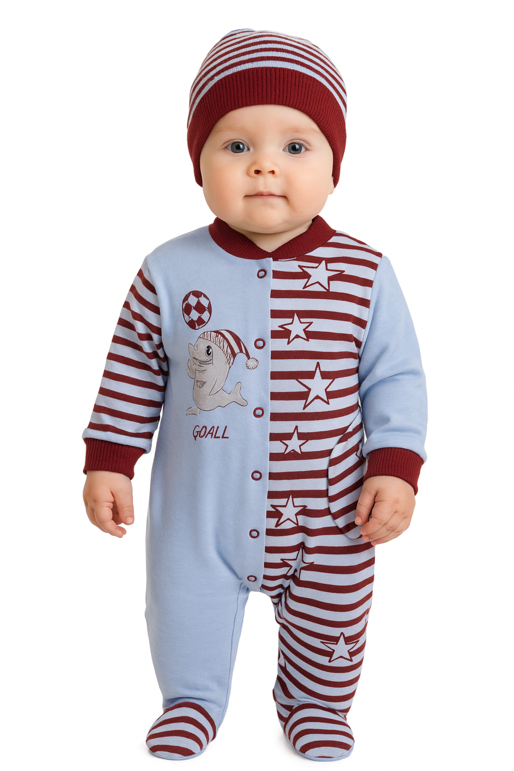 Baby Strampler – Trabzon Design Blau/Rot