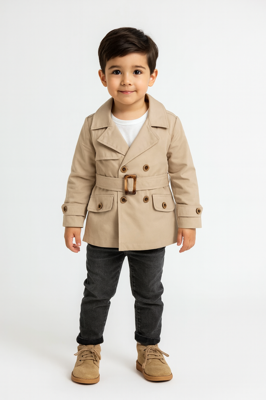 Jungen 3-teiliges Set – Trenchcoat, Jeans & Sweatshirt