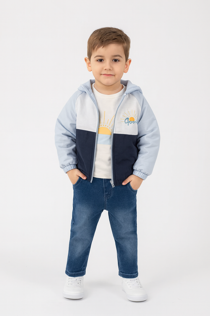 Jungen 3-teiliges Outfit – Jacke, T-Shirt & Jeans