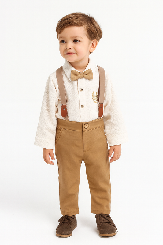 Jungen 4-teiliges Set – Hose, Hemd, Hosenträger & Fliege