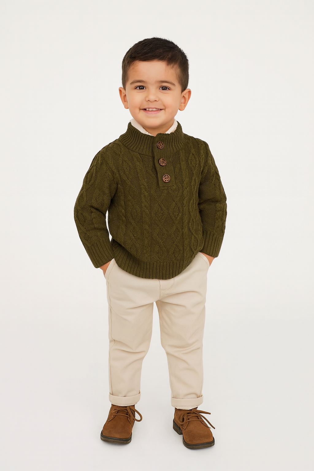 Jungen 2-teiliges Set – Strickpullover & Stoffhose