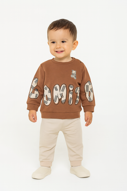 2-teiliges Jungen Outfit aus Baumwolle – Sweatshirt & Hose mit Bärchen-Motiv