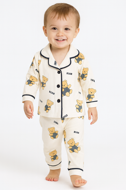 Kinder Schlafanzug 2-teilig – Pyjama mit Bären-Print