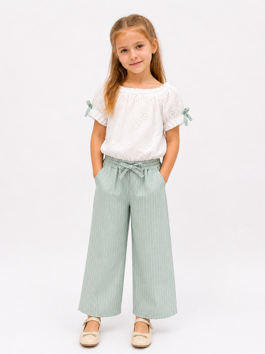 Set Bluse Hose Streifen