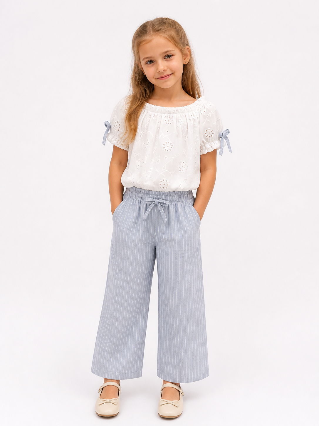 Set Bluse Hose Streifen