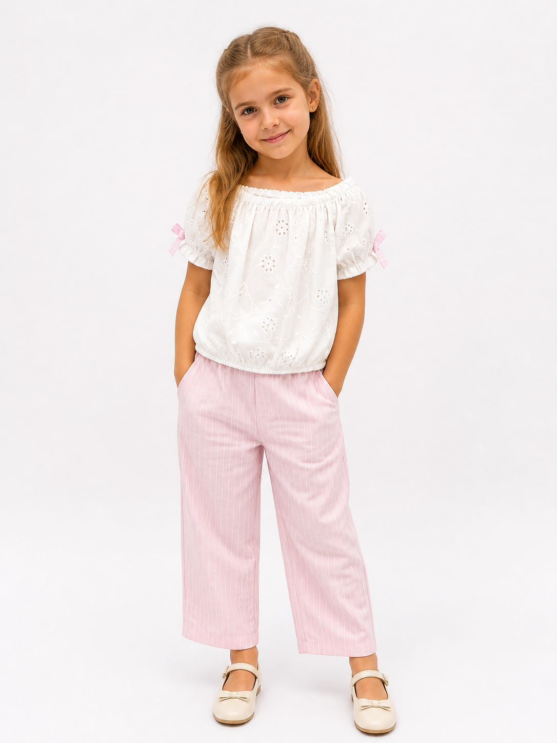 Set Bluse Hose Streifen