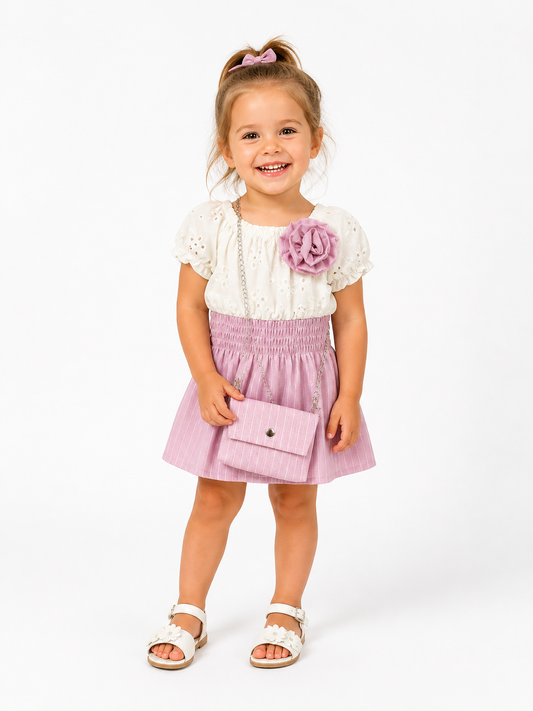 Kleid aus Baumwolle mit Tasche