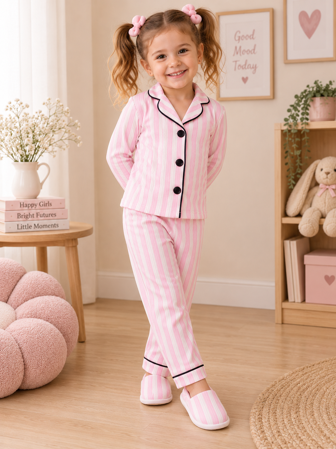Mädchen Pyjama 3-teilig Streifen