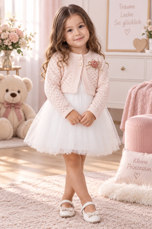 Mädchen Tüllkleid Strickjacke