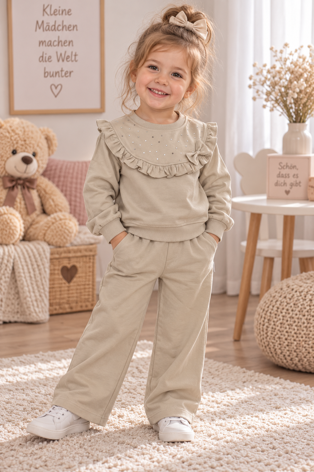 Mädchen Set Rüschen Schleife
