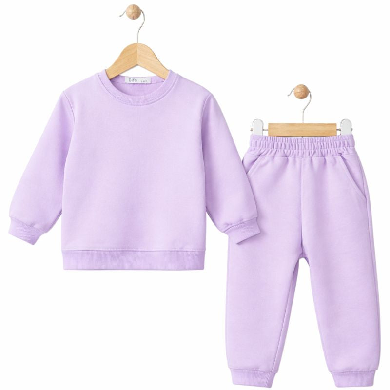 Zweiteiliges Mädchen-Outfit – Jogging-Set in Rosa & Helllila erhältlich